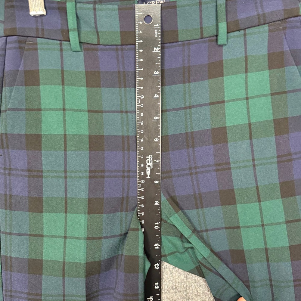 J Crew Pants Womens 0 Green Blue Blackwatch Plaid Ruby Full-Length Slim Leg - Picture 12 of 16